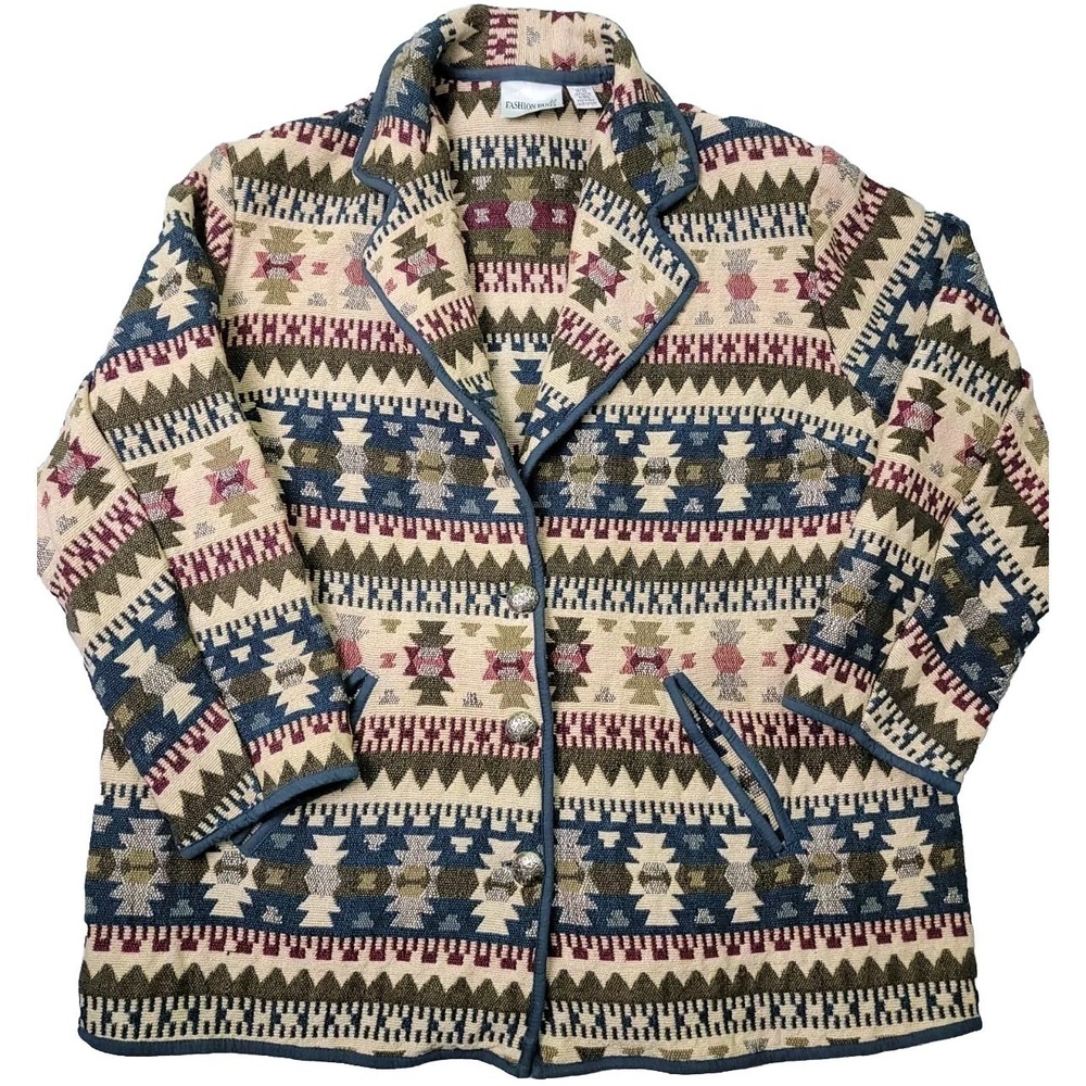 Vintage Fashion Bug Womens Jacket Tapestry Size 18/20 Aztec Southwestern Coat